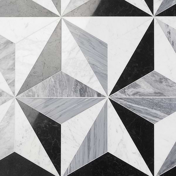 Stellamar Nero Carrara 15x26 Polished Marble Tile