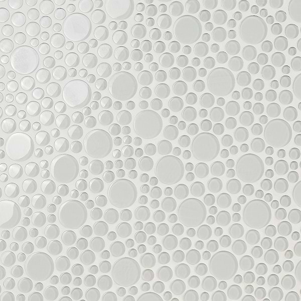 Loft Spa Super White Circles Glass Polished Mosaic Tile