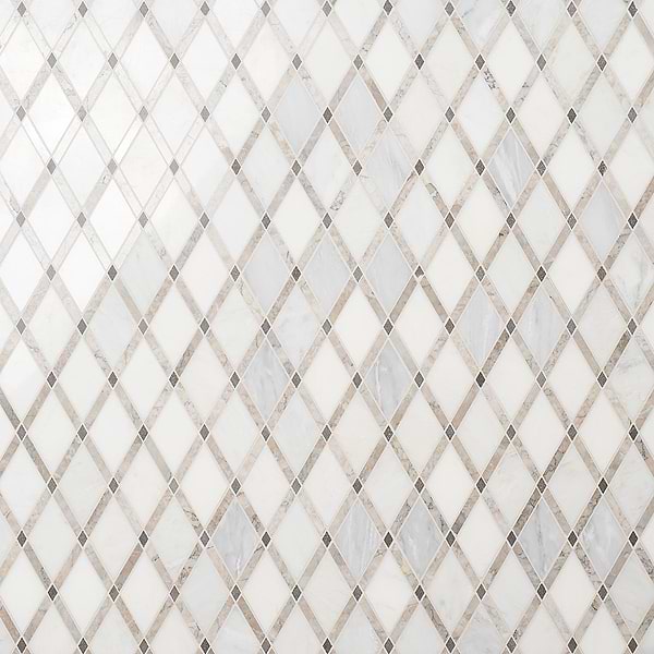 Imperial Cumulus Cloud White Blend Polished Marble Mosaic Tile
