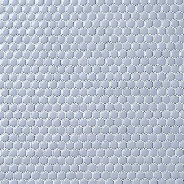 Eden Cloudy Sky Blue Rimmed 1" Hexagon Polished Porcelain Mosaic
