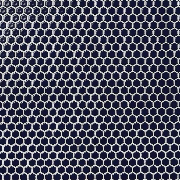 Eden Royal Blue Rimmed 1" Hexagon Polished Porcelain Mosaic