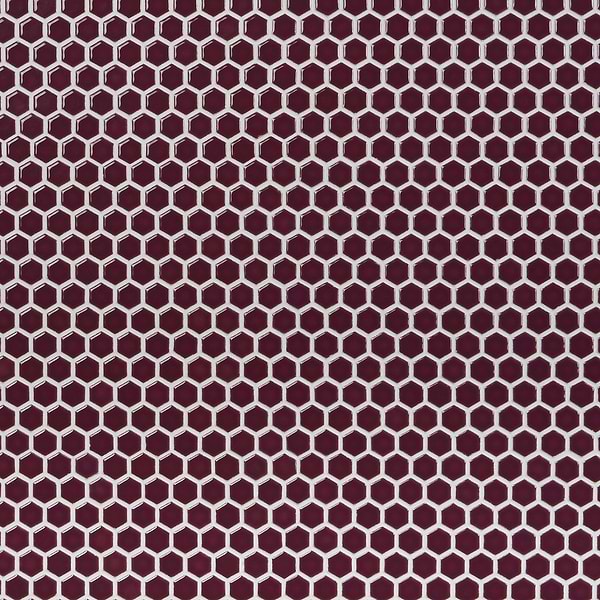 Eden Summer Plum Purple Rimmed 1" Hexagon Polished Porcelain Mosaic