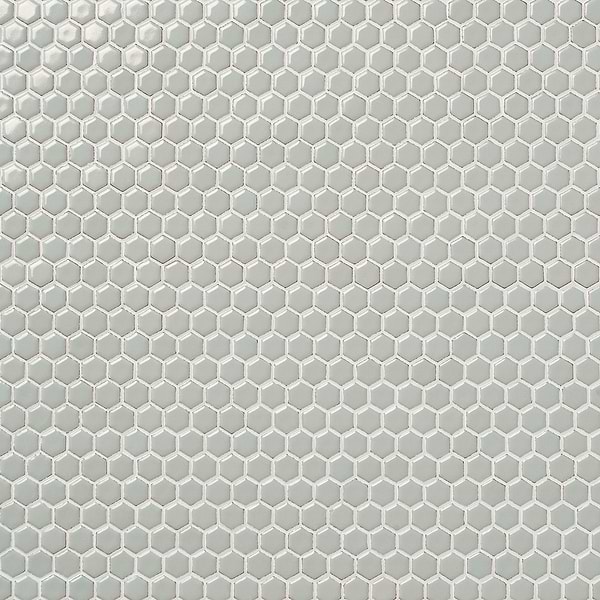 Eden Antiguan Sky Gray Rimmed 1" Hexagon Polished Porcelain Mosaic