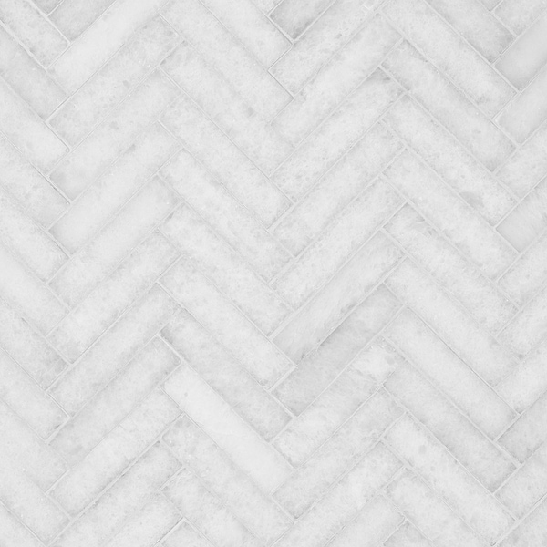 Snow White 1x4 Herringbone Honed Marble Mosaic