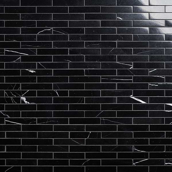 Nero Marquina 1x4 Piano Brick Polished Marble Mosaic Tile