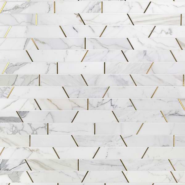 Matrix Trapezoid Marble and Brass Tile