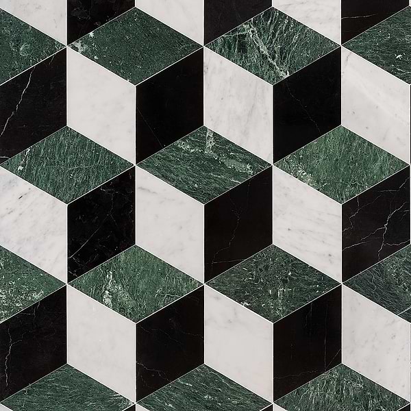 Havasar Verde Green 8x9 Polished Marble Mosaic Tile