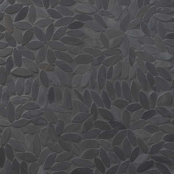 Nature Flower Alor Black Pebble Honed Mosaic Tile