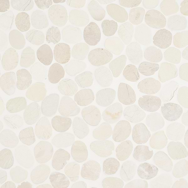 Nature White Round Pebble Mosaic 