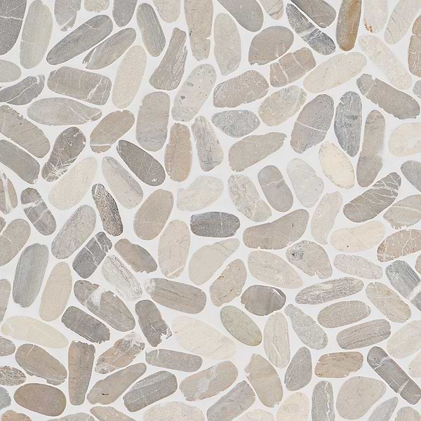 Nature Gray Flat Oval Pebble Mosaic 