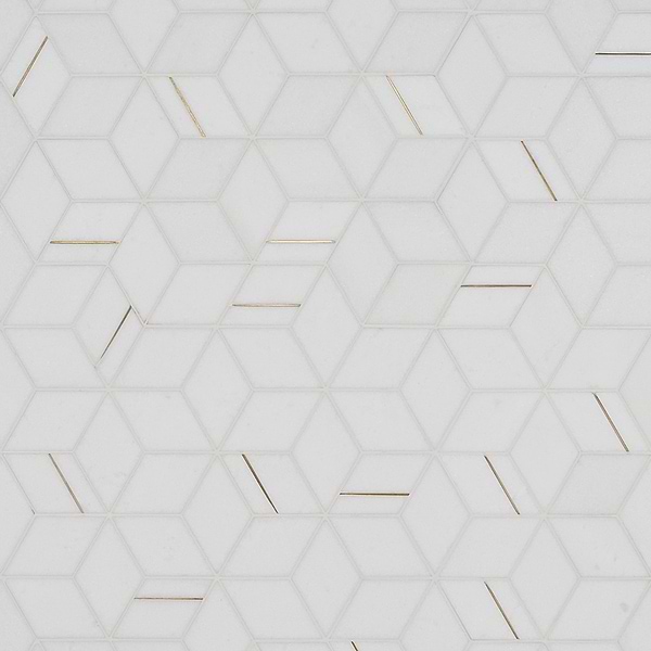 Morgana Thassos Polished Marble and Brass Mosaic Tile