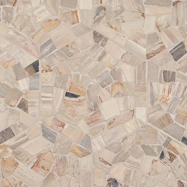 Fossil 10" Hexagon Petrified Stone Mosaic