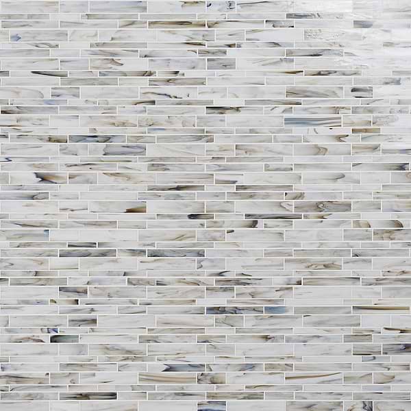 Matchstix Aura White Glass Polished Mosaic Tile