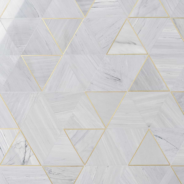 Verin Gray Polished Marble and Brass 6x6 Mosaic Tile