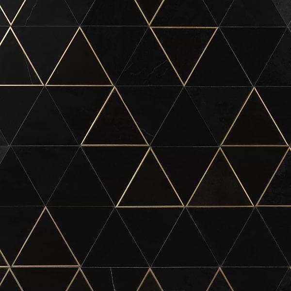 Verin Nero Polished Marble and Brass 6x6 Mosaic Tile