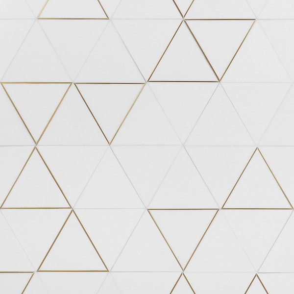 Verin Thassos Polished Marble and Brass 6x6 Mosaic Tile