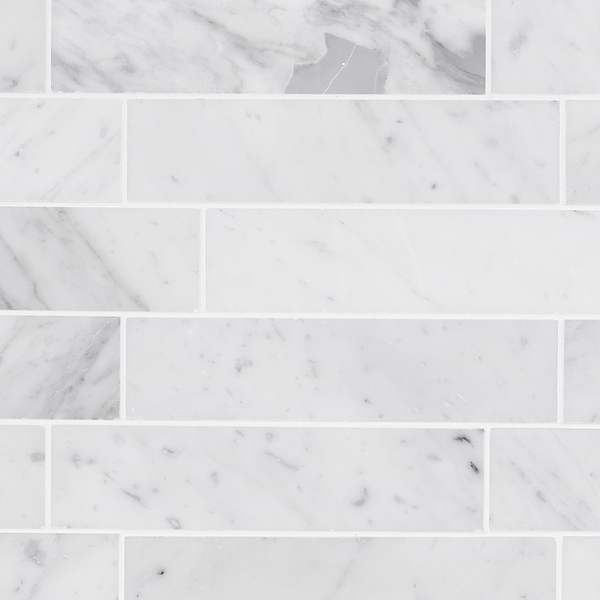 Sample of Brushed Stone Carrara Marble Subway Tile- 2x8 ($16.95 Per Sq. Ft.)