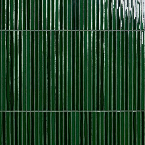 Kanbina Jungle Green 5x18 Crackled Glossy Ceramic Mosaic Tile