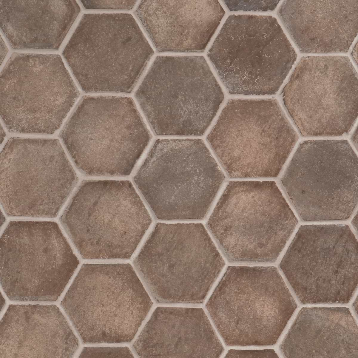 Terra Villa Gray 4" Hex Matte Presealed Genuine Terracotta Tile