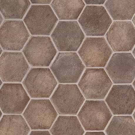 Terra Villa Gray 4" Hex Matte Presealed Genuine Terracotta Tile