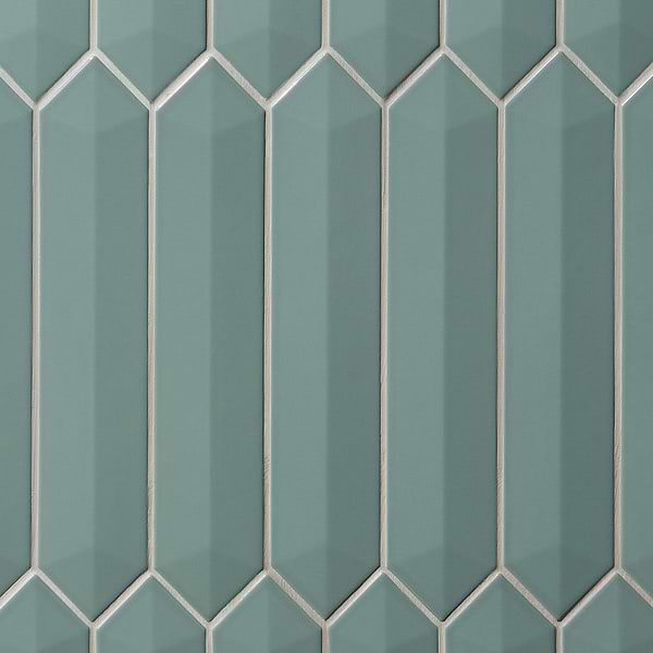 Kent Jade Green 3D 3x12 Contour Picket Polished Ceramic Wall Tile
