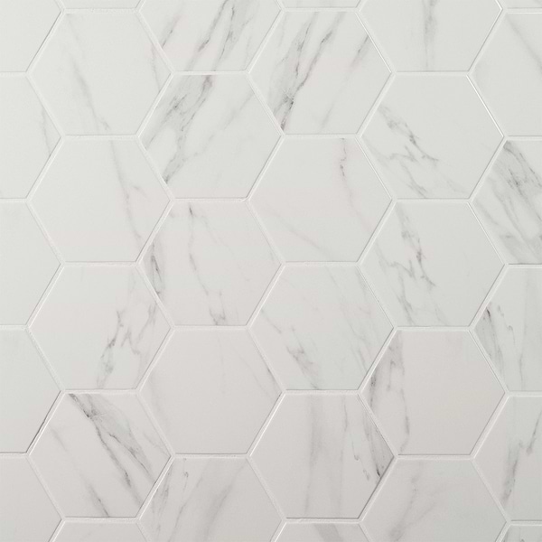 Amalfi Statuario 6” Hexagon Polished Porcelain Tile