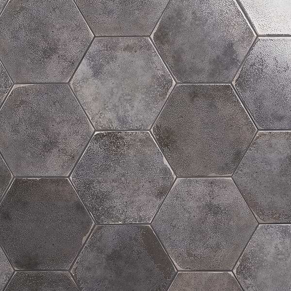 Kalay Antracite Gray 9" Hexagon Polished Porcelain Tile