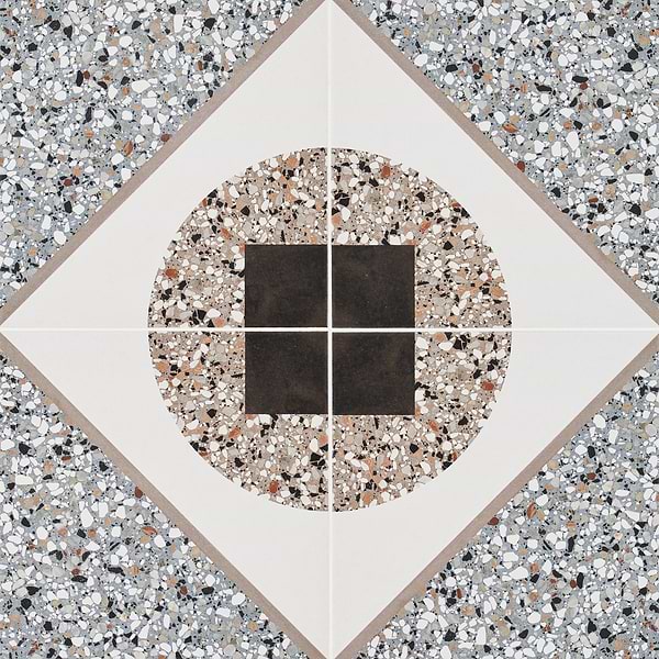 Chips Deco Azur Multicolor 8x8 Terrazzo Look Matte Porcelain Tile
