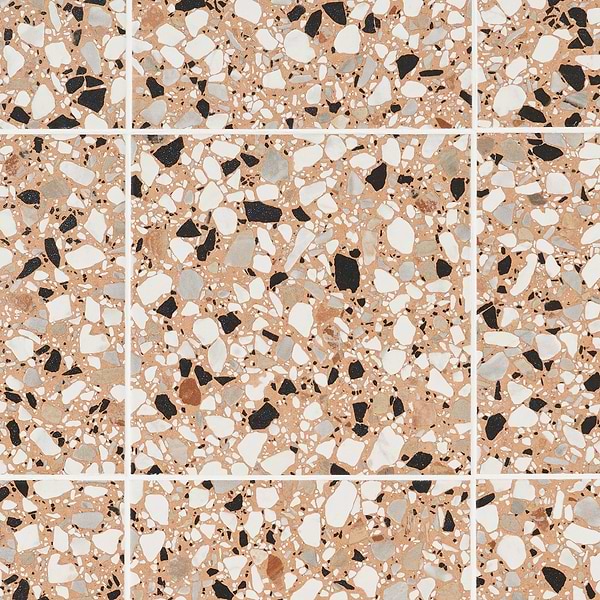 Chips Macro Terracotta Coral Orange 8x8 Terrazzo Look Matte Porcelain Tile