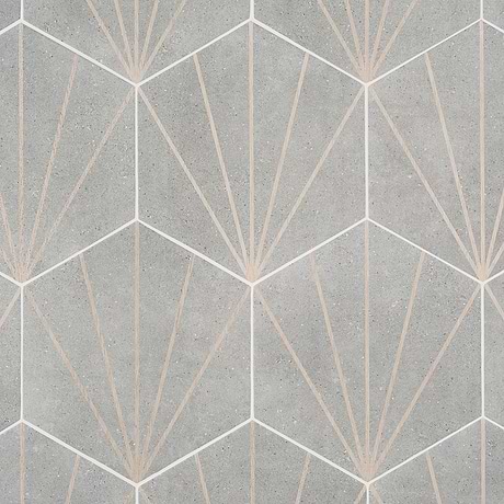 Pergola Beams Gray 12.5" Hexagon Matte Gray Porcelain Tile