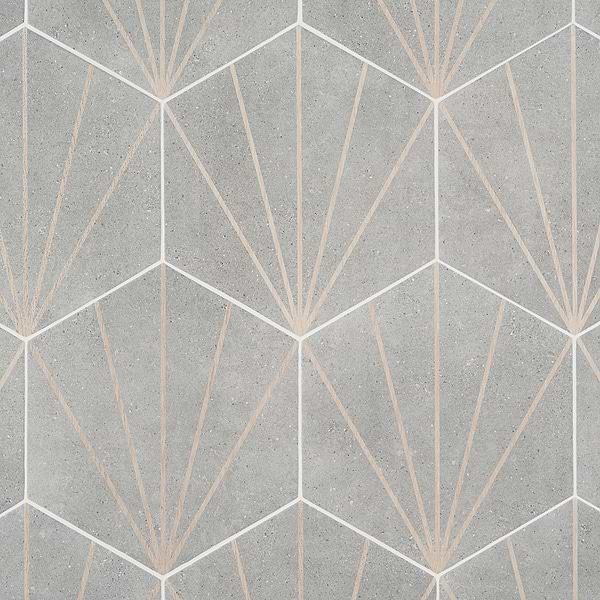 Pergola Beams Gray 12.5" Hexagon Matte Gray Porcelain Tile