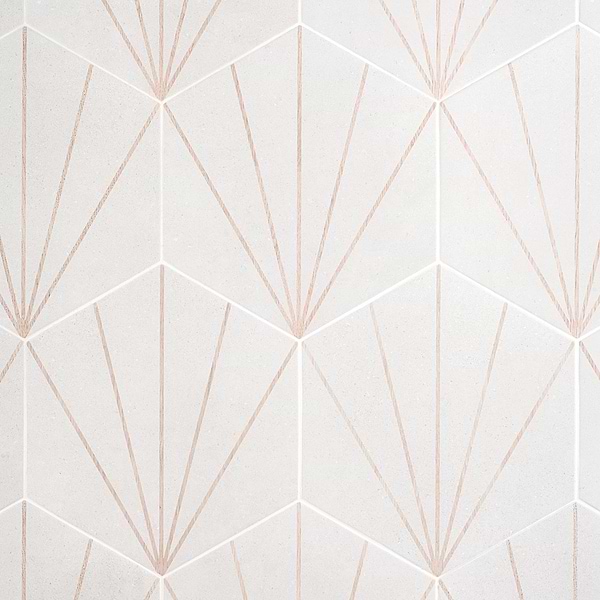 Pergola Beams White 12.5" Hexagon Porcelain Matte Tile