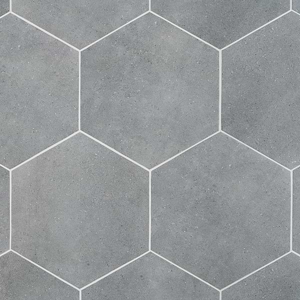 Pergola Graphite 12.5" Hexagon Gray Matte Porcelain Tile