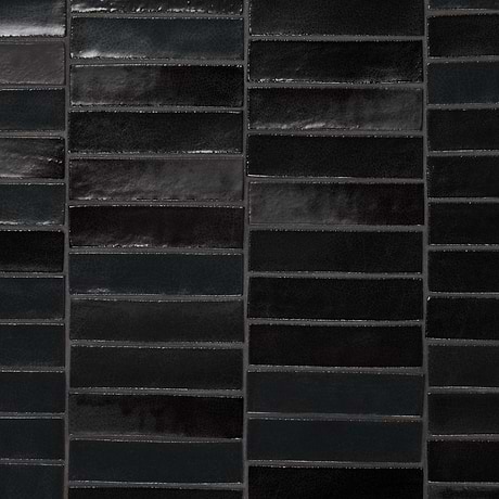 Emery Multi Black 2x8 Handmade Crackled Mixed Finish Terracotta Tile