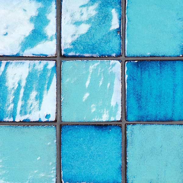 Emery Blue 4x4 Square Handmade Crackled Glossy Terracotta Tile