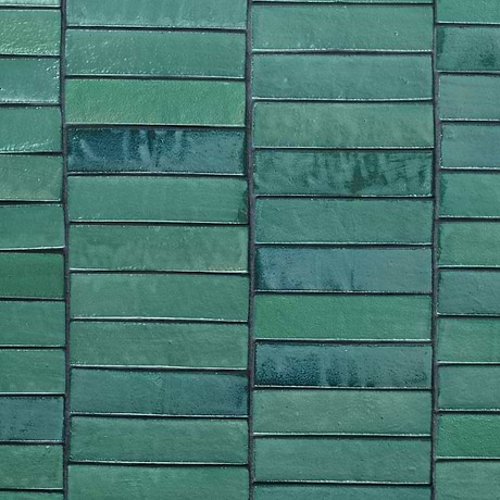 Emery Laguna Green 2x8 Handmade Crackled Matte Terracotta Tile