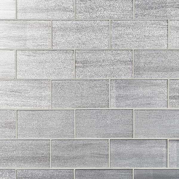 Veda Silver 4x9 Polished Glass Tile