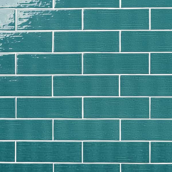 Disco-Kiln Teal Green 3x9 Polished Porcelain Subway Tile