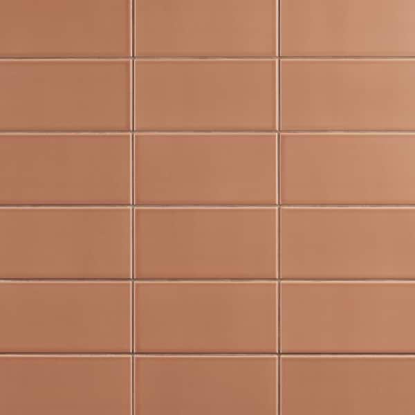 Stacy Garcia Maddox Terracotta Orange 4x8 Matte Ceramic Subway Tile