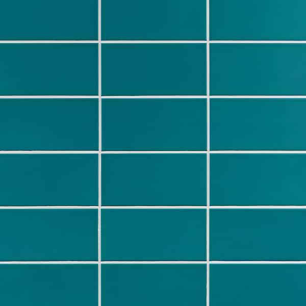 Stacy Garcia Maddox Teal Blue 4x8 Matte Ceramic Subway Wall Tile