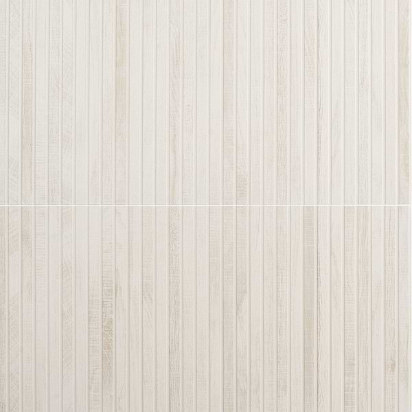 Kenridge Ribbon White 24x48 Wood Look Matte Fluted Porcelain Tile