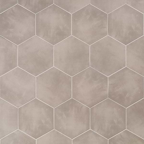 HexArt Gris 8" Hexagon Porcelain Matte Tile