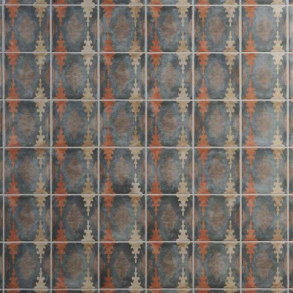 Paula Purroy Talia Aztec Blue Terracotta 5x5 Matte Ceramic Tile