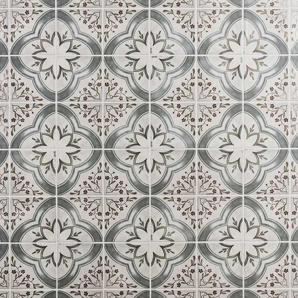 Paula Purroy Talia Blossom Blue Gray with Gold 5x5 Matte Ceramic Tile