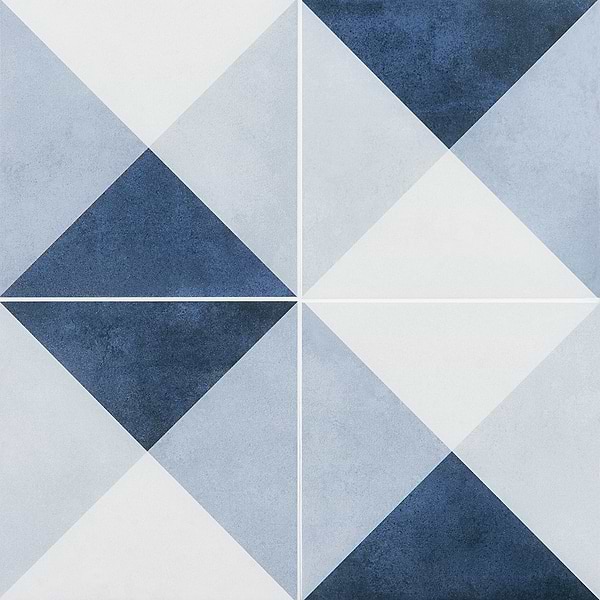 Art Geo by Elizabeth Sutton Deco Plaid Blue 8x8 Matte Porcelain Tile