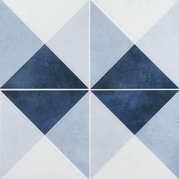 Art Geo by Elizabeth Sutton Cement Deco Blue 8x8 Matte Porcelain Tile: Pattern 3