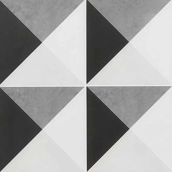 Art Geo by Elizabeth Sutton Cement Deco Charcoal Black 8x8 Matte Porcelain Tile
