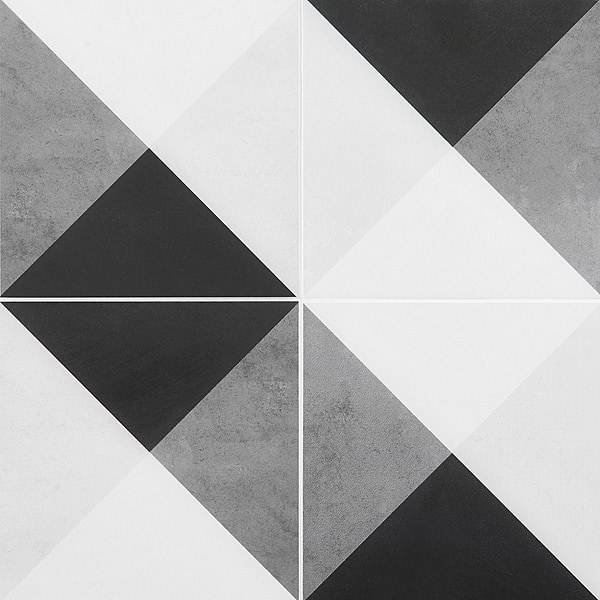 Art Geo by Elizabeth Sutton Deco Plaid Charcoal Black 8x8 Matte Porcelain Tile
