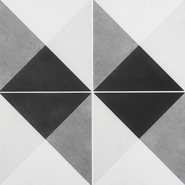 Art Geo by Elizabeth Sutton Cement Deco Charcoal Gray 8x8 Matte Porcelain Tile: Pattern 3