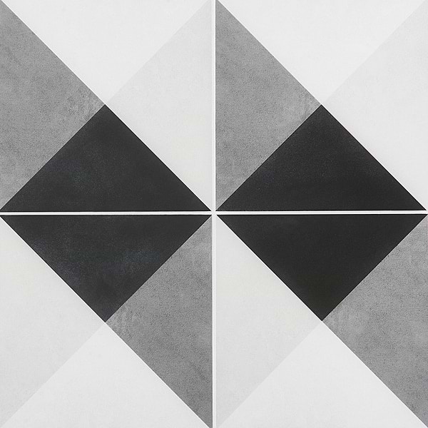 Art Geo by Elizabeth Sutton Deco Prism Charcoal Black 8x8 Matte Porcelain Tile